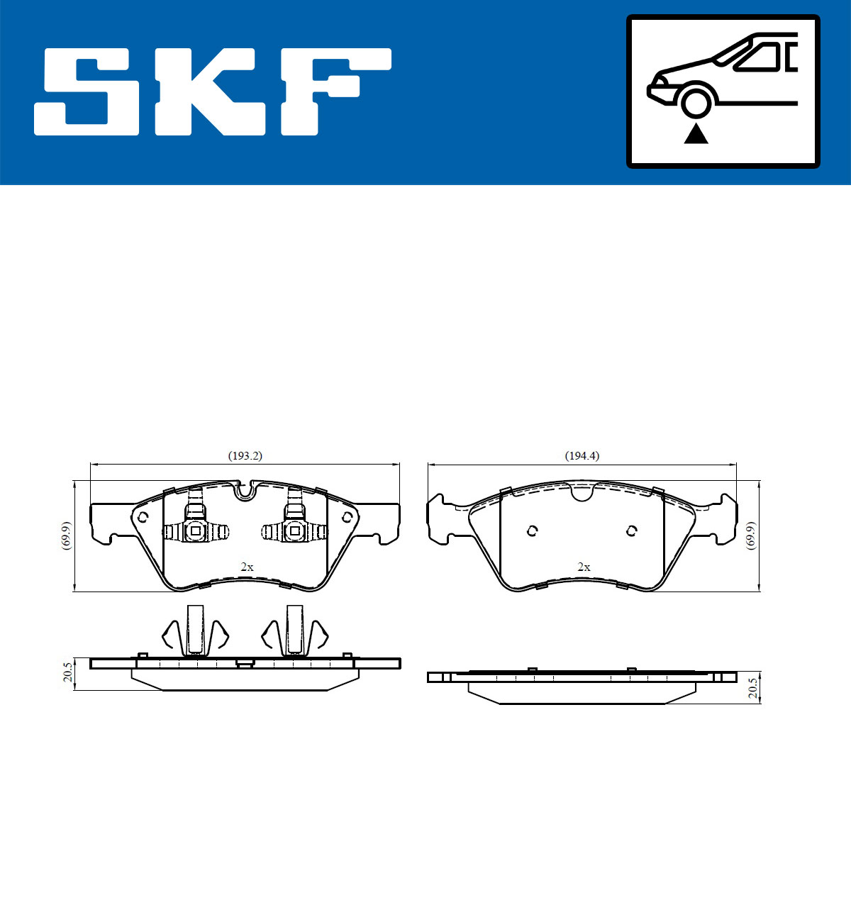 Set placute frana,frana disc VKBP 80402 SKF